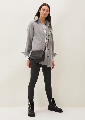 Phase Eight Jessica Button Through Shacket Jackets Grey Australia | JE1583706